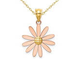 14K Yellow and Rose Pink Gold Daisy Flower Pendant Necklace with Chain