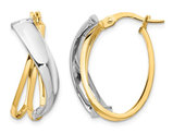 14K Two-tone White and Yellow Gold Polished Hoop Earrings