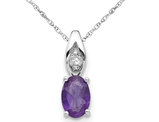 2/5 Carat (ctw) Natural Amethyst Solitaire Pendant Necklace in 14K White Gold with Chain