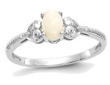 1/5 Carat (ctw) Natural Oval Opal Ring in 10K White Gold