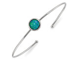 Sterling Silver Synthetic Blue Opal Bangle Bracelet Slip On