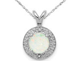 Lab Created 6mm Opal Pendant Necklace in Sterling Silver with Chain