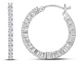 2.00 Carats (ctw I-J, I2) Diamond In and Out Hoop Earrings in 10K White Gold