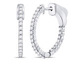 1/2 Carat (ctw I-J, I1-I2) Diamond Hoop Earrings in 10K White Gold