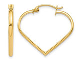 14K Yellow Gold Polished Heart Hoop Earrings