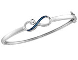 1/20 Carat (ctw) Enhanced Blue Diamond Infinity Bangle Bracelet in Sterling Silver