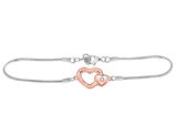 1/20 Carat  ctw J-K, I2-I3) Accent Diamond Heart Bracelet in Sterling Silver