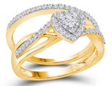 4/5 Carat J-K, I2-I3) Diamond Heart Engagement Ring Bridal Wedding Set in 14K Yellow Gold