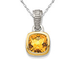 3/5 Carat (ctw) Citrine Pendant Necklace in Sterling Silver with 14K Gold Accent and Chain