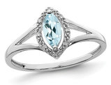 1/5 Carat (ctw) Marquise-Cut Aquamarine Ring in Sterling Silver