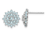 2/3 Carat (ctw) Natural Aquamarine Cluster Post Earrings in Sterling Silver