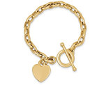 14K Yellow Gold Toggle Heart Tag Charm Link Bracelet