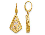 14K Yellow Gold Leverback Dangle Earrings