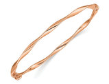14K Rose Pink Gold Polished Twisted Hinged Bangle Bracelet 