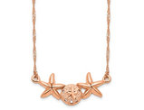 14K Rose Pink Gold Brushed Sand Dollar Starfish Necklace
