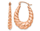 14K Rose Pink Gold Polished Scalloped Hoop Earrings