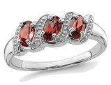 3/4 Carat (ctw) Three-Stone Garnet Ring in Sterling Silver