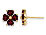 Heart Flower Garnet Earrings 2.30 Carats (ctw) in 14K Yellow Gold