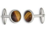 Men's Brown Tigers Eye Cuff Links in Stainless Steel