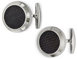 Stainless Steel Polished Cuff Links with Black Carbon fiber