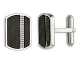 Stainless Steel Polished Cuff Links with Black Carbon fiber