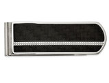 Men's Stainless Steel Brushed and Polished Black Carbon Fiber Money Clip