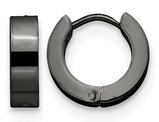 Black Plated Stainless Steel Polished Hinged Hoop Earrings