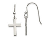 Stainless Steel Polished Cross Earrings