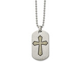 Men's Dog Tag Cross Pendant Necklace in Stainless Steel with Chain