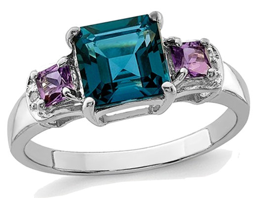 1.90 Carat (ctw) London Blue Topaz & Amethyst Ring in Sterling Silver