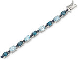 Sterling Silver London & Swiss Blue Topaz Bracelet (14.80 Carat (ctw)
