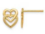 Double Heart Post Earrings in 14K Yellow Gold