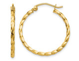 14K Yellow Gold Large Twist Hoop Earrings 1 Inch (2.00 mm)