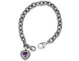 1.39 Carat (ctw) Amethyst Heart Link Bracelet in Sterling Silver