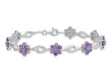 4.00 Carat (ctw) Amethyst Flower Bracelet in Sterling Silver