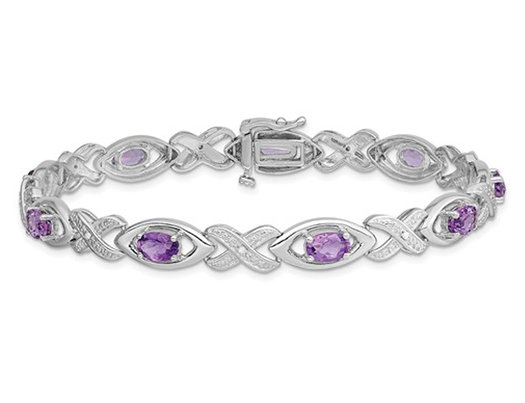 3.40 Carat (ctw) Amethyst Infinity Bracelet in Sterling Silver