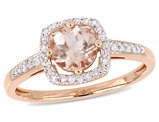 4/5 Carat (ctw) Morganite Ring 10K Rose Pink Gold with Diamonds