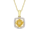3/4 Carat (ctw) Citrine Pendant Necklace in 10K Yellow Gold with Chain and Diamonds 1/10 Carat (ctw I2-I3)