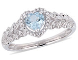 1/2 Carat (ctw) Sky Blue Topaz Heart Promise Ring in 10K White Gold