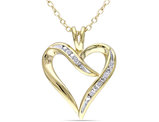 1/20 Carat (ctw) Accent Diamond Heart Pendant Necklace in Yellow Plated Sterling Silver with Chain