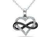 1/10 Carat (ctw I2-I3) Diamond Heart Pendant Necklace in Sterling Silver with Chain