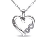 Accent Diamond Heart Pendant Necklace in Sterling Silver with Chain