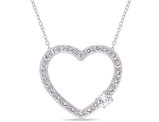 1.10 Carat (ctw) Lab-Created White Sapphire Heart Pendant Necklace in Sterling Silver with Chain