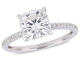 2.00 Carat (ctw) Synthetic Moissanite Engagement Ring in 14K White Gold with Diamonds 1/10 Carat (ctw I1-I2)