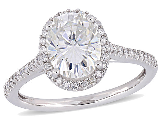 2.00 Carat (ctw) Synthetic Moissanite Halo Engagement Ring 14K White Gold with 1/5 Carat (ctw I1-I2) Diamonds 1