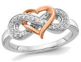 14K White and Rose Gold Infinity Heart Promise Ring with Diamonds