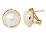 White Freshwater Cultured Pearl (14-15mm) Omega Back Earrings in 14K Yellow Gold