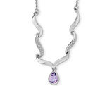 1.00 Carat (ctw) Amethyst and White Topaz Necklace in Sterling Silver