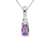 2/5 Carat (ctw) Natural Amethyst Solitaire Pendant Necklace in 14K White Gold with Chain