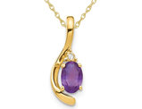 2/5 Carat (ctw) Amethyst Solitaire Pendant Necklace in 14K Yellow Gold with Chain